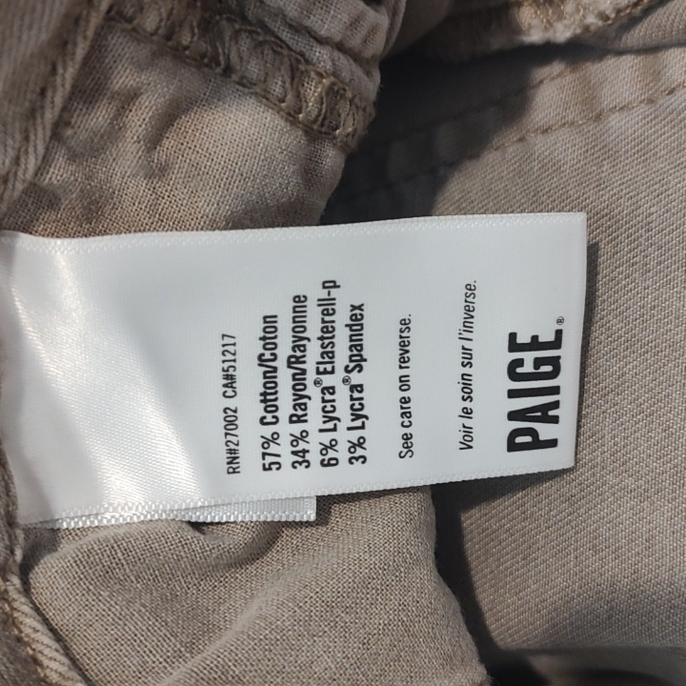 Paige High Rise Wide Leg Moss Taupe Brown Jeans Stretch Sz 26 Inseam 27.75 CARLY - Picture 9 of 12